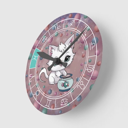Zodiac Vissen Schattigee Kat Wiel Planet Astrologi Ronde Klok (Hoek)