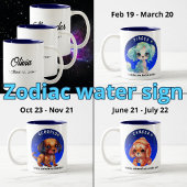 Zodiac Vissen Schattigee Waterverf Dog aangepaste  Tweekleurige Koffiemok