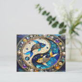 Zodiac - Vissen Vissen Yin en Yang Feestdagenkaart (Staand voorkant)
