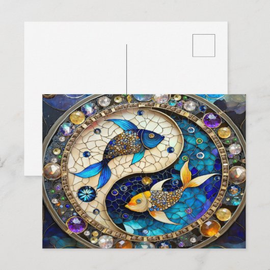 Zodiac - Vissen Vissen Yin en Yang Feestdagenkaart (Voorkant / Achterkant)