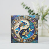 Zodiac - Vissen Vissen Yin en Yang Feestdagenkaart (Staand voorkant)