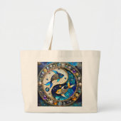 Zodiac - Vissen Vissen Yin en Yang Grote Tote Bag (Voorkant)