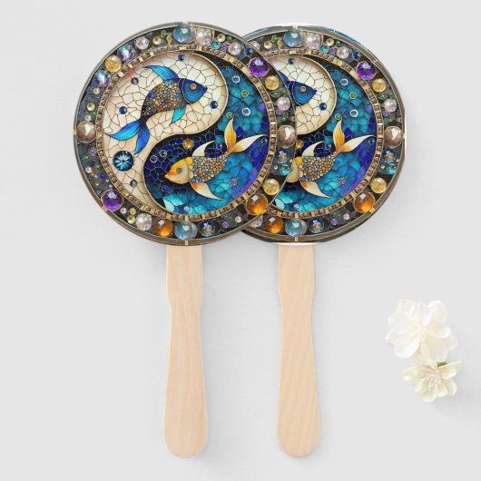 Zodiac - Vissen Vissen Yin en Yang Handwaaier (Voorkant en achterkant)