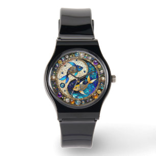 Zodiac - Vissen Vissen Yin en Yang Horloge