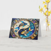 Zodiac - Vissen Vissen Yin en Yang Kaart (Gele Bloem)