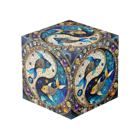Zodiac - Vissen Vissen Yin en Yang Kubus (Achter hoekig)