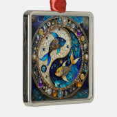 Zodiac - Vissen Vissen Yin en Yang Metalen Ornament (Rechts)