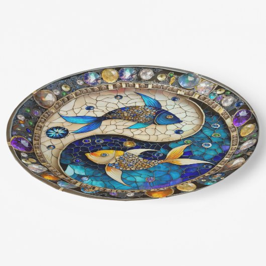 Zodiac - Vissen Vissen Yin en Yang Papieren Bordje (Gekanteld)