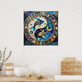 Zodiac - Vissen Vissen Yin en Yang Poster (Keuken)