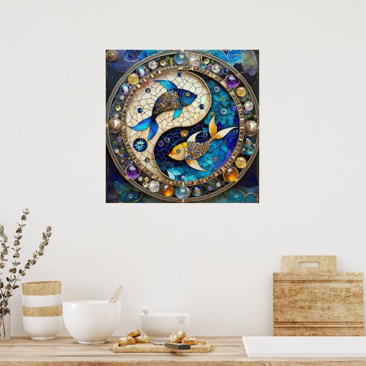 Zodiac - Vissen Vissen Yin en Yang Poster (Keuken)
