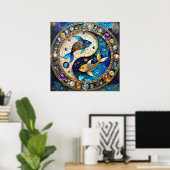 Zodiac - Vissen Vissen Yin en Yang Poster (Thuiskantoor)