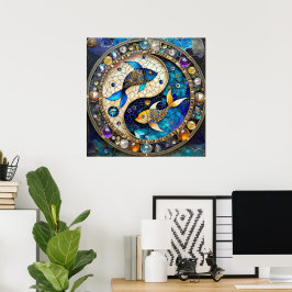 Zodiac - Vissen Vissen Yin en Yang Poster