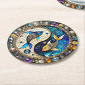 Zodiac - Vissen Vissen Yin en Yang Ronde Kartonnen Onderzetter (Gebogen)