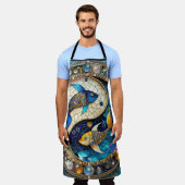 Zodiac - Vissen Vissen Yin en Yang Schort (Gedragen)