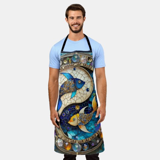 Zodiac - Vissen Vissen Yin en Yang Schort (Gedragen)