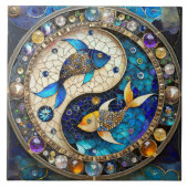 Zodiac - Vissen Vissen Yin en Yang Tegeltje (Voorkant)