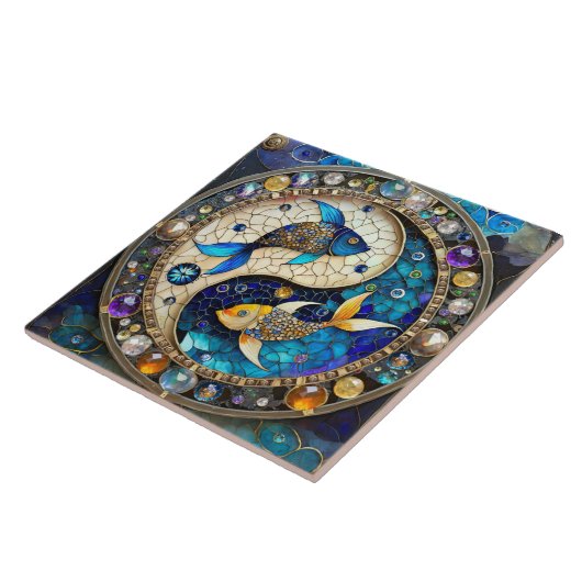 Zodiac - Vissen Vissen Yin en Yang Tegeltje (Zijkant)