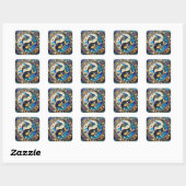 Zodiac - Vissen Vissen Yin en Yang Vierkante Sticker (Vel)