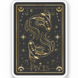 Zodiac Vissen Zwart & Goud Die-Cut Vinyl Sticker