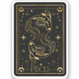 Zodiac Vissen Zwart & Goud Die-Cut Vinyl Sticker