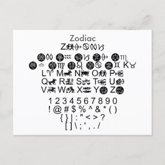Zodiac - Voorbeeldvel Zazzle Font met gids Briefkaart
