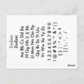 Zodiac - Voorbeeldvel Zazzle Font met gids Briefkaart (Achterkant)