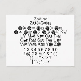 Zodiac - Voorbeeldvel Zazzle Font met gids Briefkaart