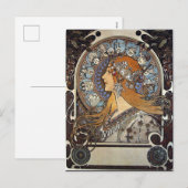 Zodiac Vrouw door Alphonse Mucha – Art Nouveau Feestdagenkaart (Voorkant / Achterkant)