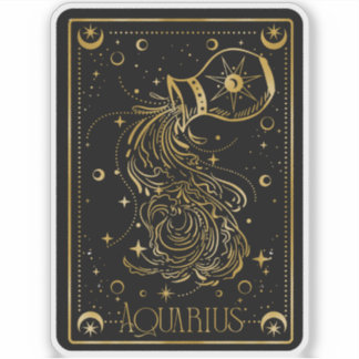 Zodiac Waterman Astrologie Zwart & Goud Sticker