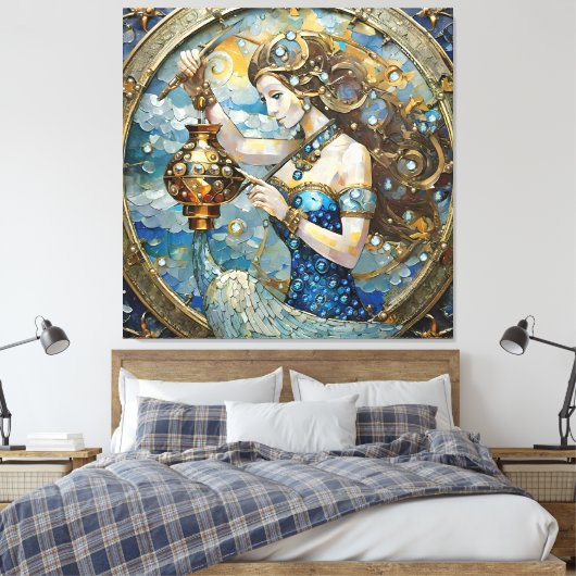 Zodiac - Waterman De Waterdrager Canvas Afdruk (Insitu (Slaapkamer))