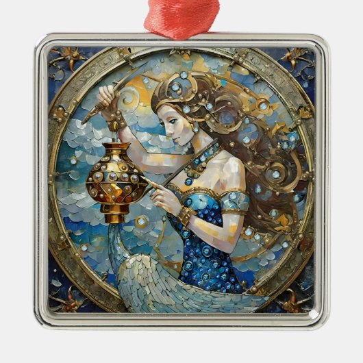 Zodiac - Waterman De Waterdrager Metalen Ornament (Voorkant)