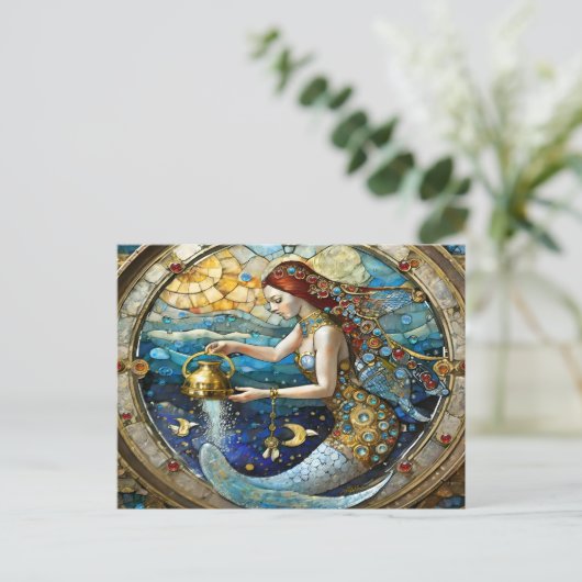 Zodiac - Waterman De Waterdrager Zeemeermin Briefkaart (Staand voorkant)