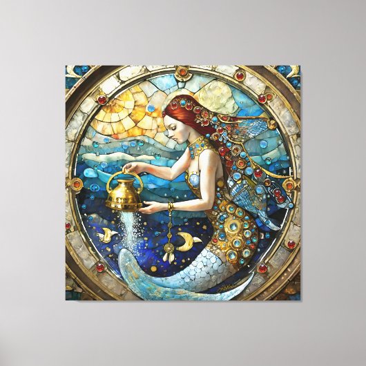 Zodiac - Waterman De Waterdrager Zeemeermin Canvas Afdruk (Voorkant)