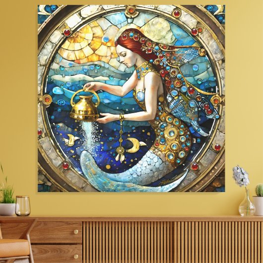 Zodiac - Waterman De Waterdrager Zeemeermin Canvas Afdruk (Insitu (Woonkamer))