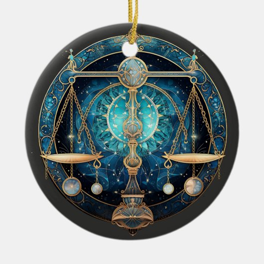 Zodiac Weegschaal gepersonaliseerd astrologie Orna Keramisch Ornament (Voorkant)