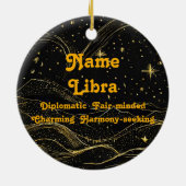 Zodiac Weegschaal gepersonaliseerd astrologie Orna Keramisch Ornament (Achterkant)