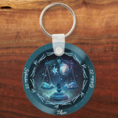 Zodiac Weegschaal Pas NAAM, DATUM aan Sleutelhanger (Voorkant)