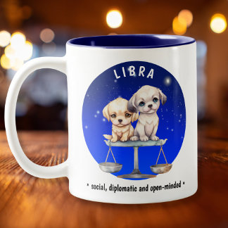 Zodiac Weegschaal Schattigee Waterverf Dog aangepa Tweekleurige Koffiemok