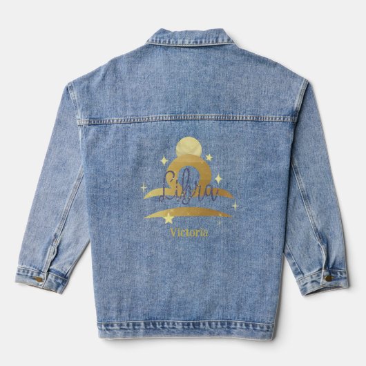 Zodiac Weegschaal Waterverf Modern gepersonaliseer Denim Jacket (Achterkant)