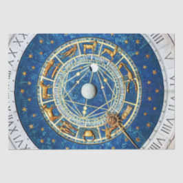 Zodiac Wheel Blue Gold Star Signs Cosmic Celestial Tissuepapier