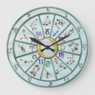 zodiac wheel clock+gift grote klok