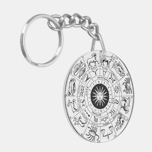 Zodiac Wheel Hemelse Kaart Sleutelhanger (Voorkant Links)