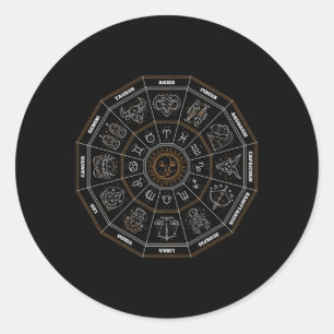 Zodiac Wheel Horoscope Astrology Science 12 Horosc Ronde Sticker