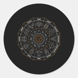 Zodiac Wheel Horoscope Astrology Science 12 Horosc Ronde Sticker