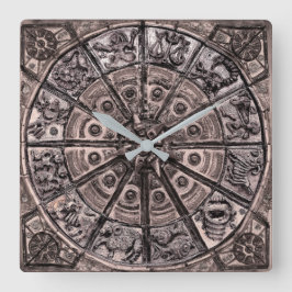 Zodiac Wheel Vierkante Klok
