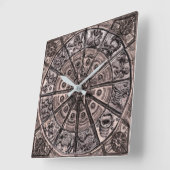 Zodiac Wheel Vierkante Klok (Hoek)