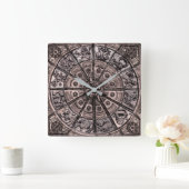 Zodiac Wheel Vierkante Klok (Huis)
