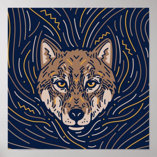 Zodiac Wolf Animal Print | Wolf Print (Voorkant)