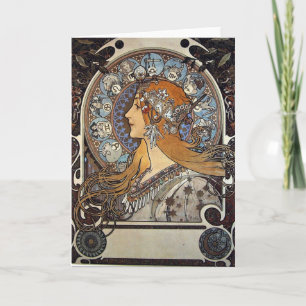 Zodiac Woman beroemd gemaakt door Alphonse Mucha - Kaart