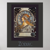 Zodiac Woman van Alphonse Mucha -  kunst Poster (Voorkant)